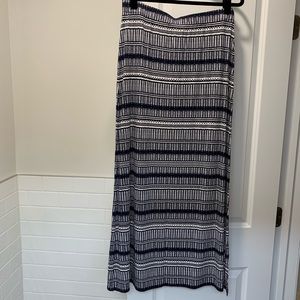 Navy blue print maxi skirt